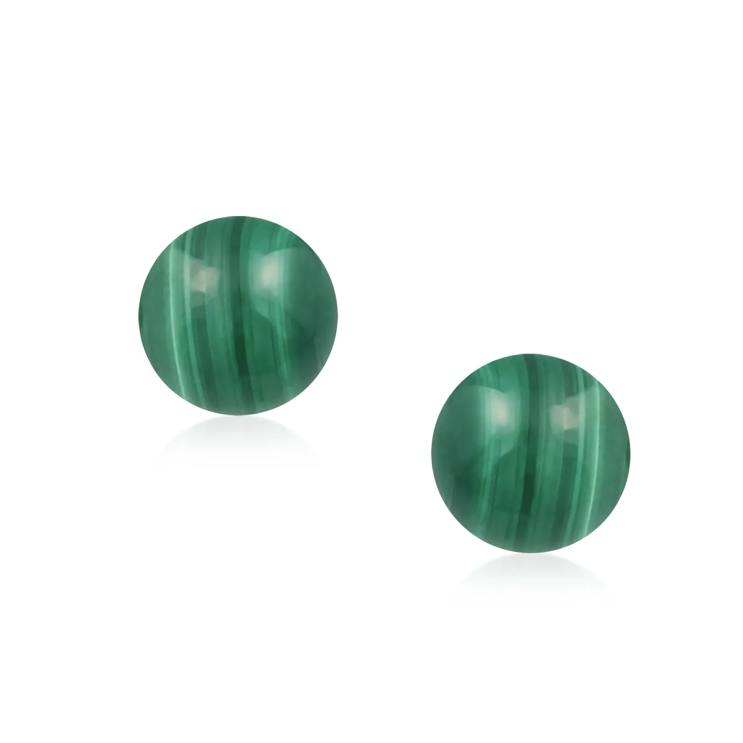 10MM Natural Gemstone Round Bead Ball Stud Earrings - Sterling Silver for Women Teens