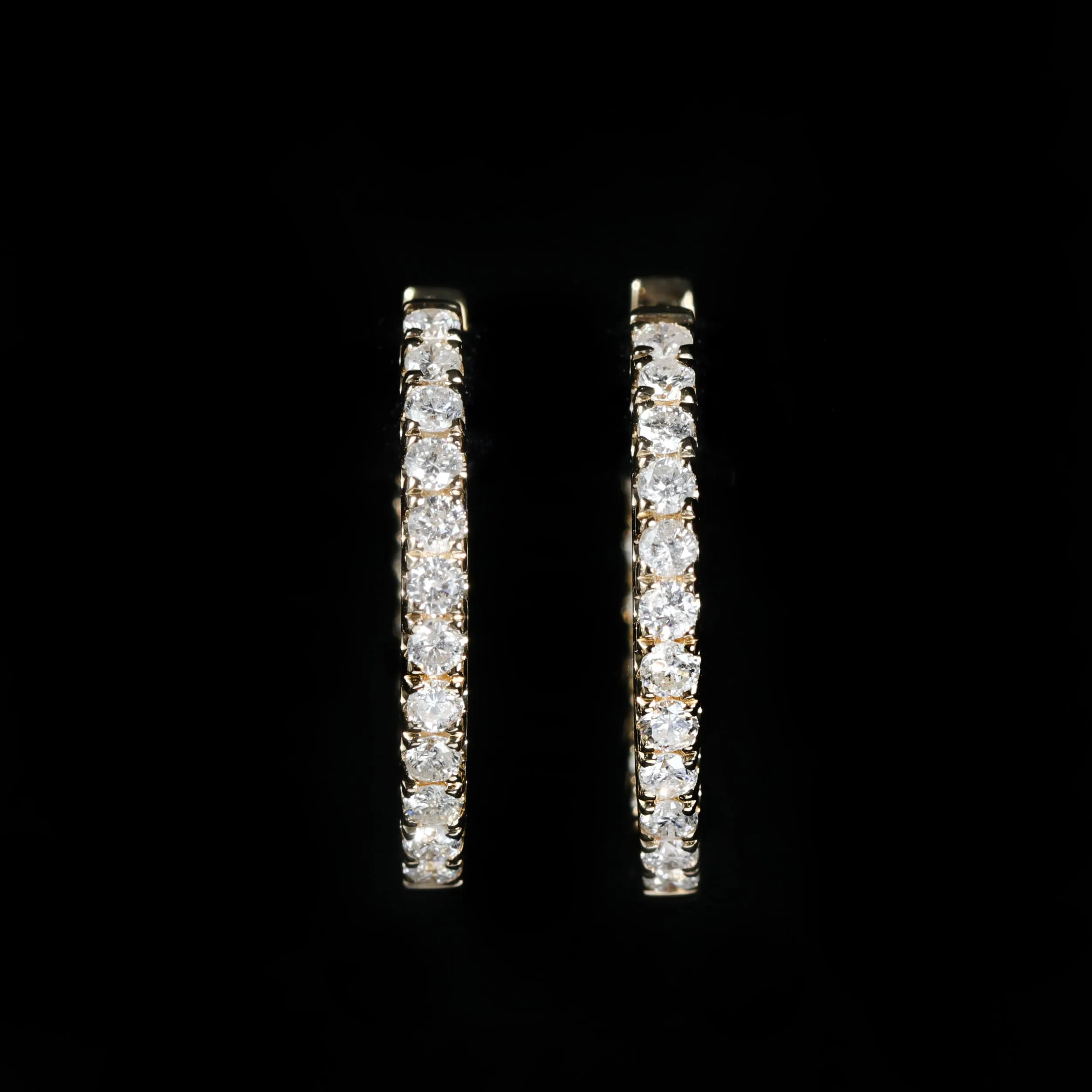 14K Yellow Gold 1.00 CTW Diamond Inside Out Hoop Earrings