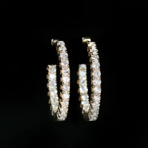 14K Yellow Gold 1.00 CTW Diamond Inside Out Hoop Earrings