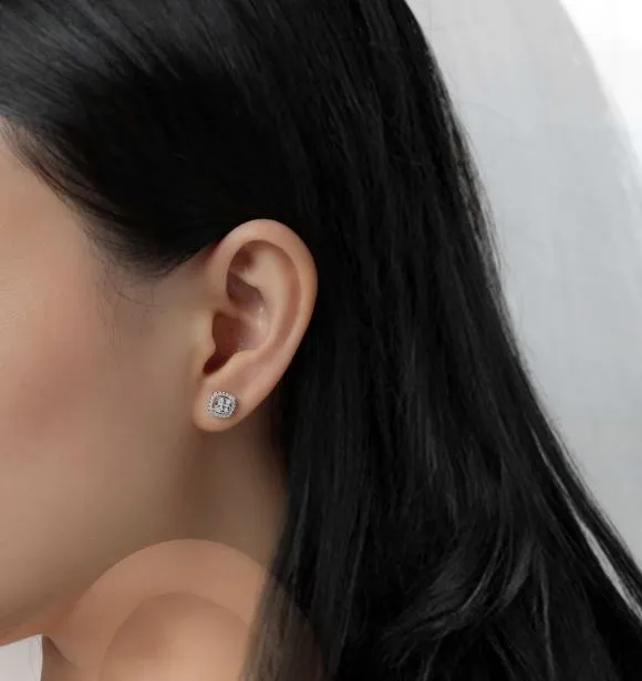 1.52 CTW Halo Stud Earrings