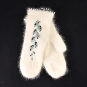 1950s Vintage Angora Rhinestone Mittens