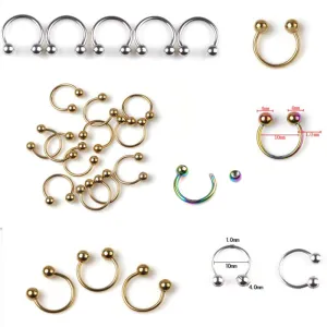 1PC 316L Stainless Steel Horseshoe Bar Lip Nose Hoop Septum Ear Ring Belly Button 1.2G 8/10mm Body Piercing Jewelry