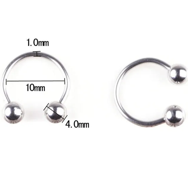 1PC 316L Stainless Steel Horseshoe Bar Lip Nose Hoop Septum Ear Ring Belly Button 1.2G 8/10mm Body Piercing Jewelry