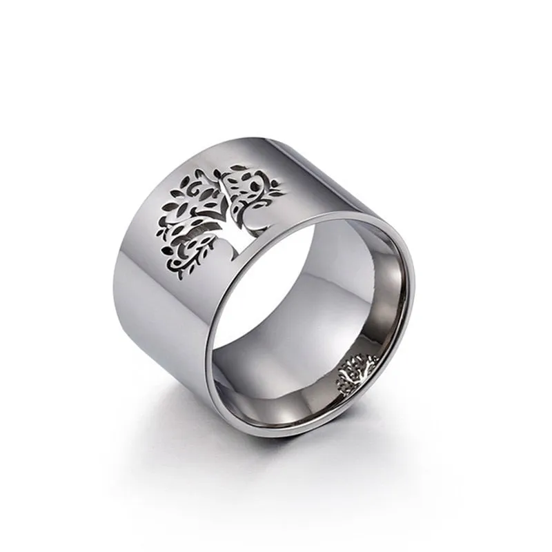 316L Stainless Steel Tree of Life Rings For Women Clover Rings Pattern Finger Rings For Girls