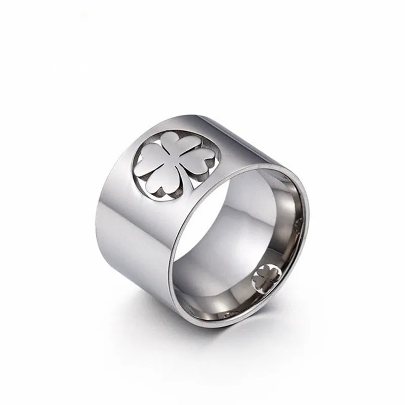 316L Stainless Steel Tree of Life Rings For Women Clover Rings Pattern Finger Rings For Girls