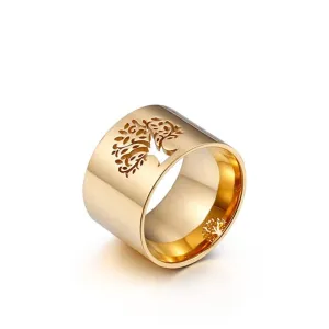 316L Stainless Steel Tree of Life Rings For Women Clover Rings Pattern Finger Rings For Girls