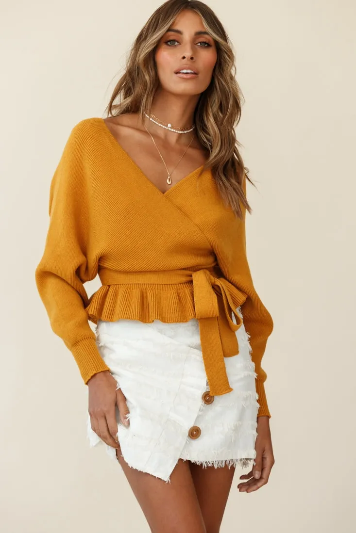 Amara Long Sleeve Knit Top Mustard