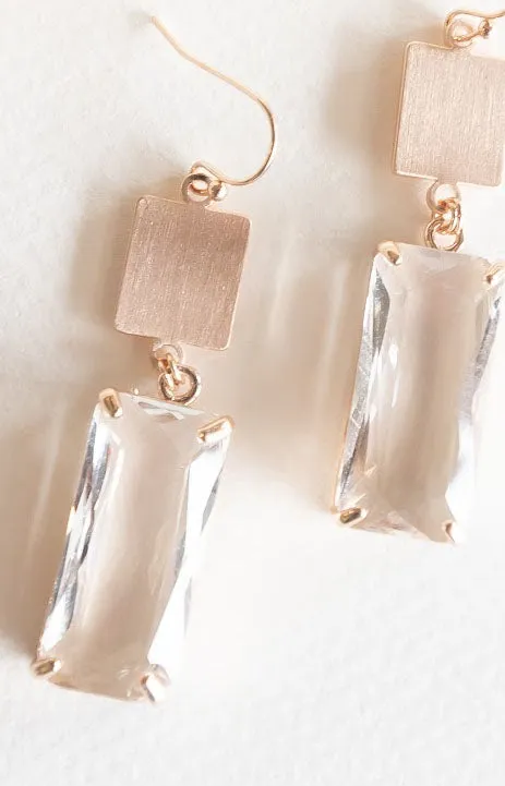 Amelia Gem Dangle | Elegant Metal Geometric Earring