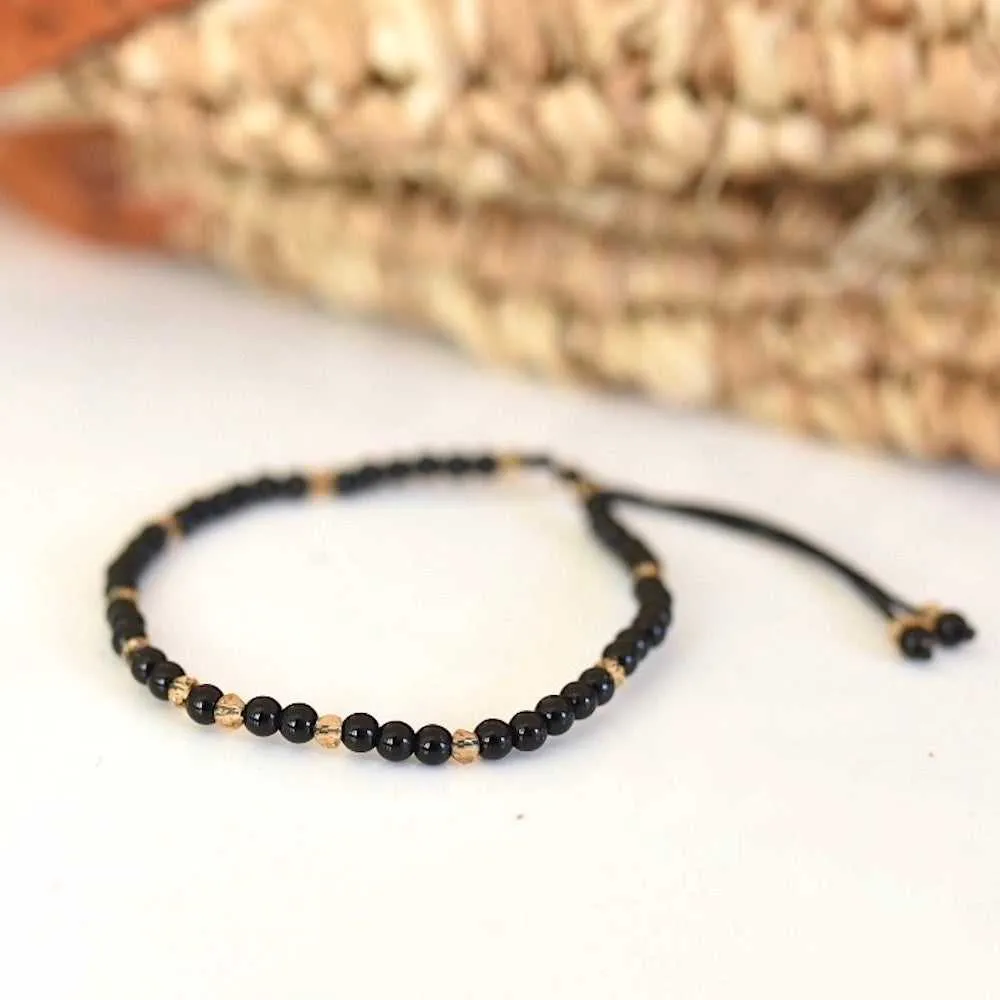 Black Onyx Adjustable Gemstone Bracelet