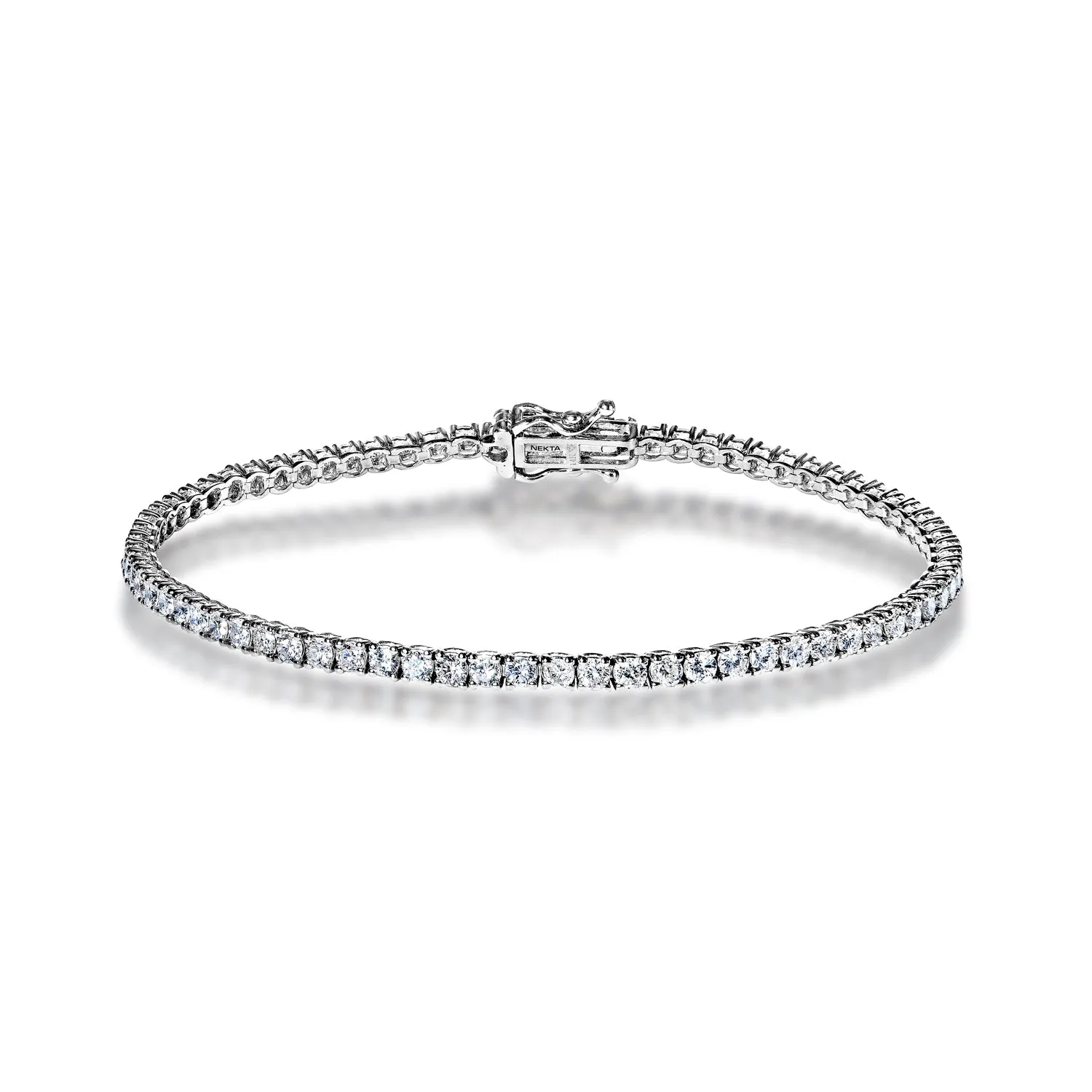 Brynlee 3 Carat Round Brilliant Single Row Diamond Tennis Bracelet in 14k White Gold