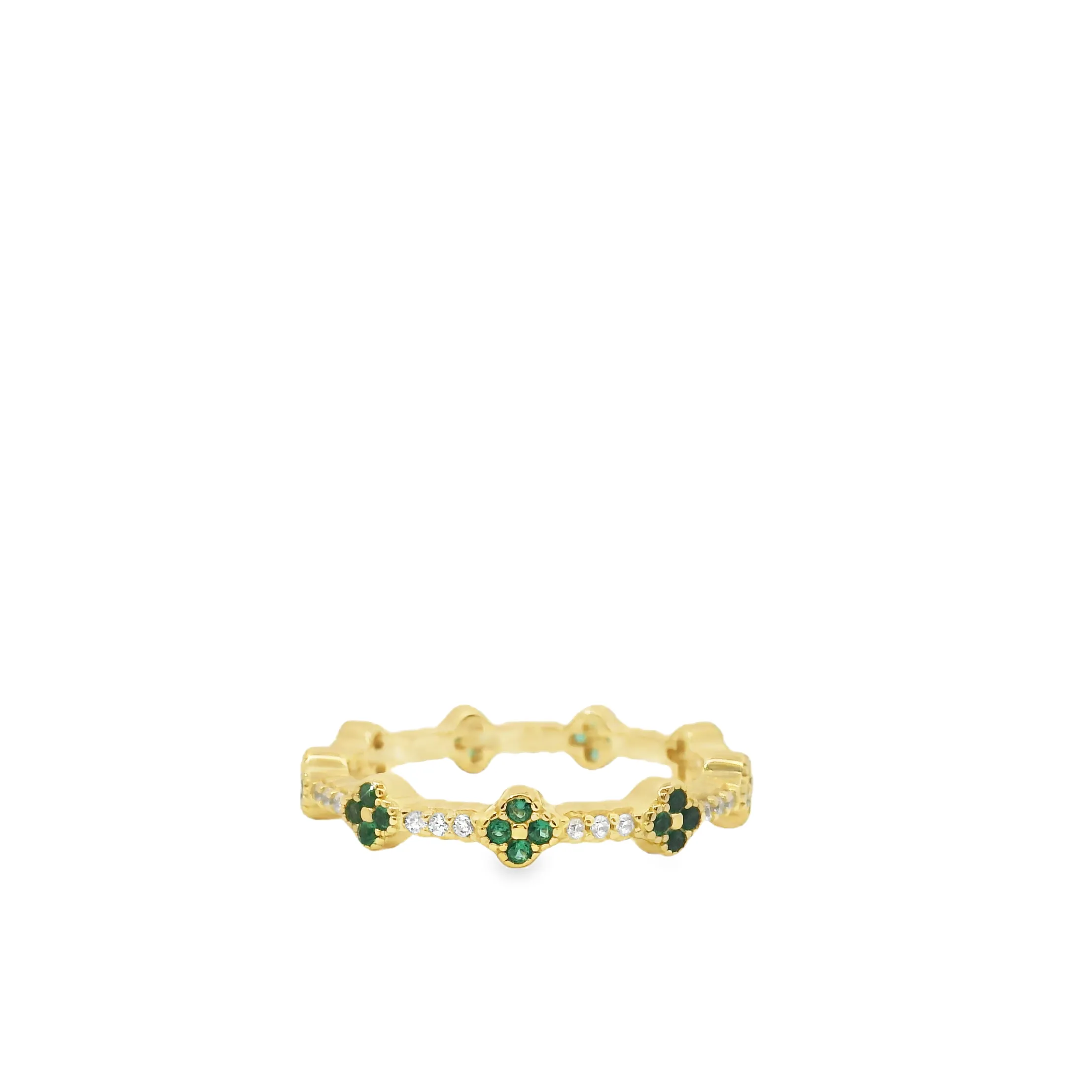 Clover Vermeil Ring In Emerald