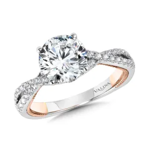 Crisscross Two-Tone & Milgrain-Beaded Hidden Accents Diamond Engagement Ring