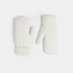 Darling Snowflake Embellished Mittens - Winter White