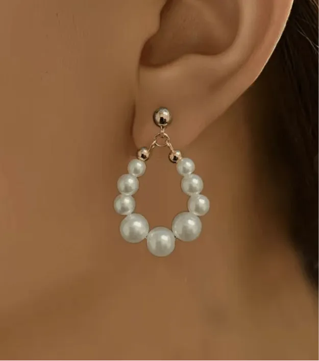 Elegant Water Drop Shaped Pearl Earrings with Silver or Gold Posts