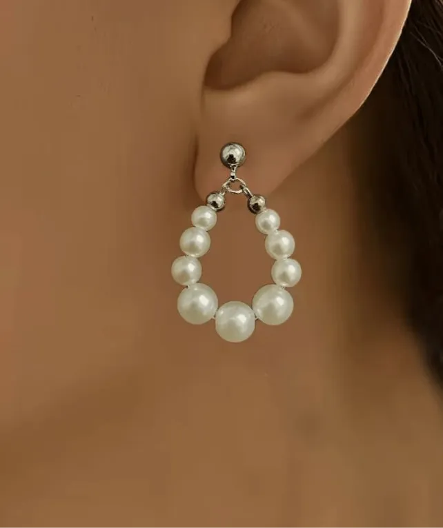 Elegant Water Drop Shaped Pearl Earrings with Silver or Gold Posts