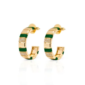 Ember Enamel Green & Diamond Earrings (PAIR)