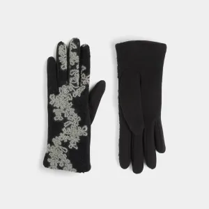 Felted Flower Cascade Touchscreen Gloves - Grey