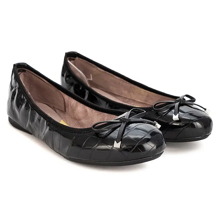 FRANKIE Ballet Flat Shoes - Black Croc