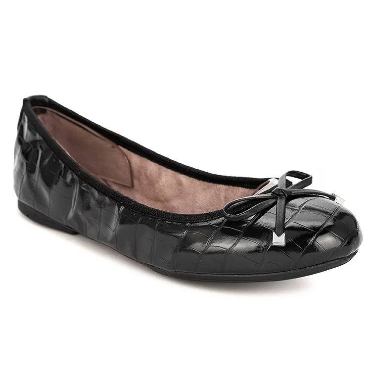 FRANKIE Ballet Flat Shoes - Black Croc