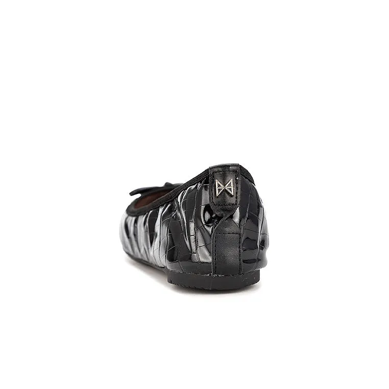 FRANKIE Ballet Flat Shoes - Black Croc