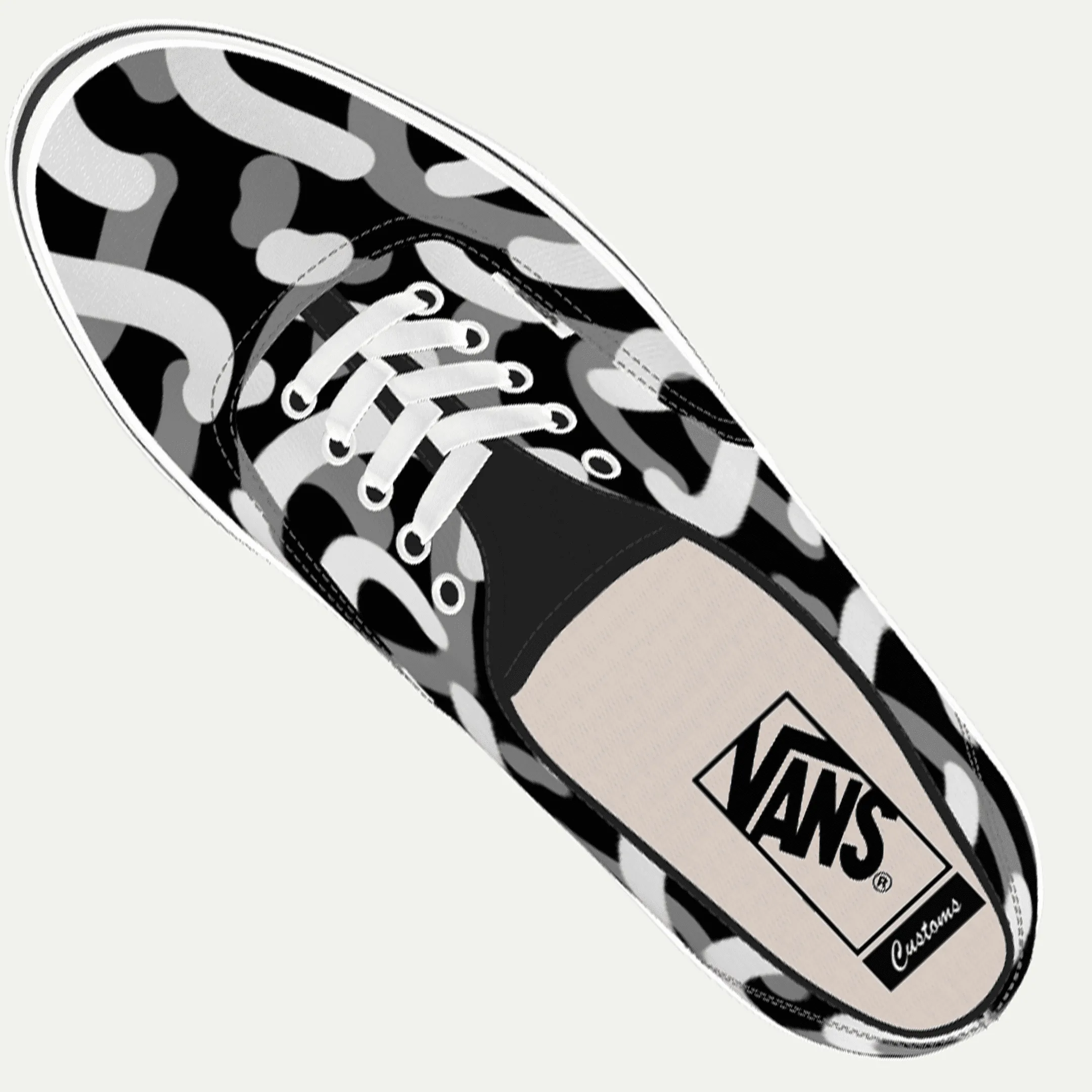 Funky Yeti x Vans Customs Authentic Shoes - Greyscale Curves