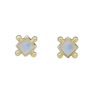 Gia Gold Rainbow Moonstone Studs