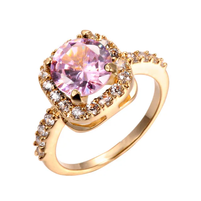 Gold Color Big Zircon CZ Zirconia Stone Ring