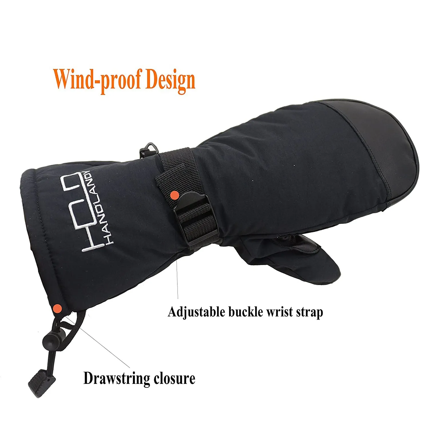 Handlandy Men Women Winter Ski Mittens Windproof Snowboarding Ski H702