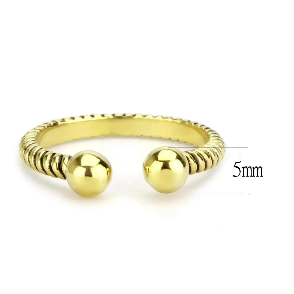 IP Gold(Ion Plating) Stainless Steel Ring with No Stone for Women Style TK3719