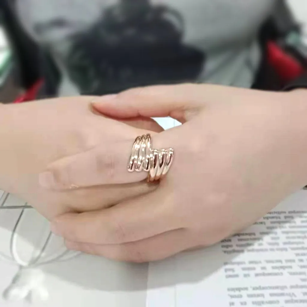 IP Rose Gold(Ion Plating) Stainless Steel Ring with NoStone in No Stone for Women Style TK3800