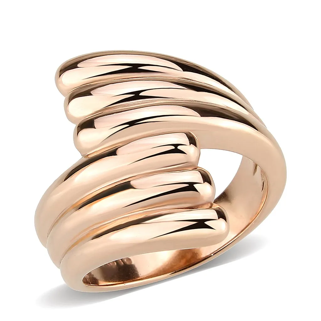 IP Rose Gold(Ion Plating) Stainless Steel Ring with NoStone in No Stone for Women Style TK3800