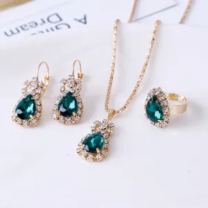 jewelry set Gold Chain Water Drop Crystal Jewelry Set