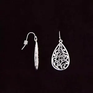 Ladies Silver Teardrop Lace Earrings