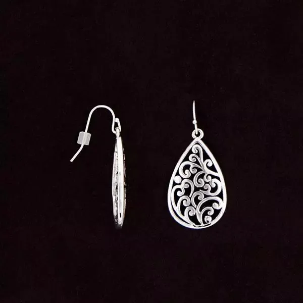 Ladies Silver Teardrop Lace Earrings