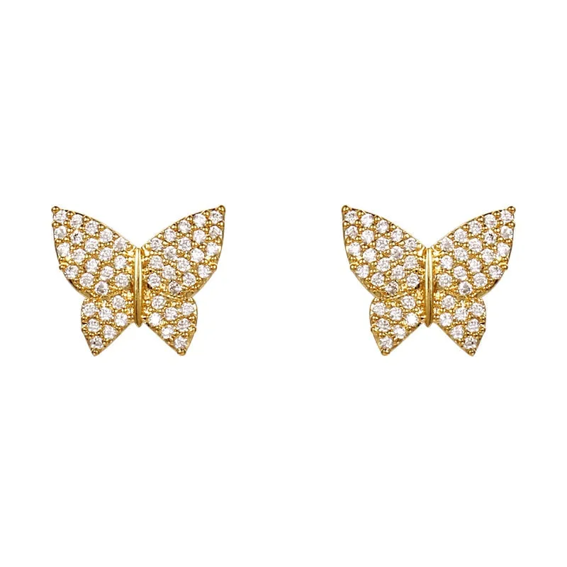 Leaf Cubic Crystal Stud Earrings