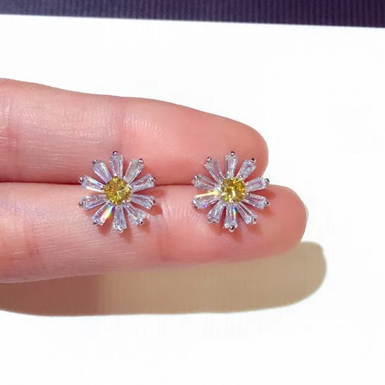 Leaf Cubic Crystal Stud Earrings