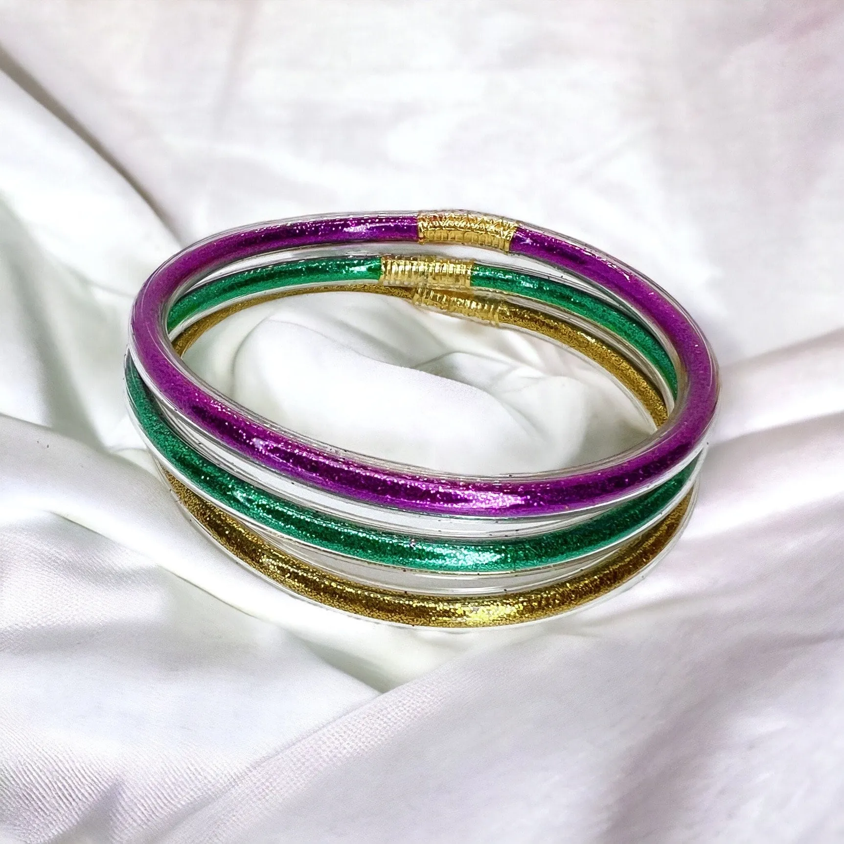 Mardi Gras Bracelets - Purple Green Gold, Bangle Bracelets, Mardi Gras Accessories, New Orleans, Friendship Bracelet, Mardi Gras Bracelet