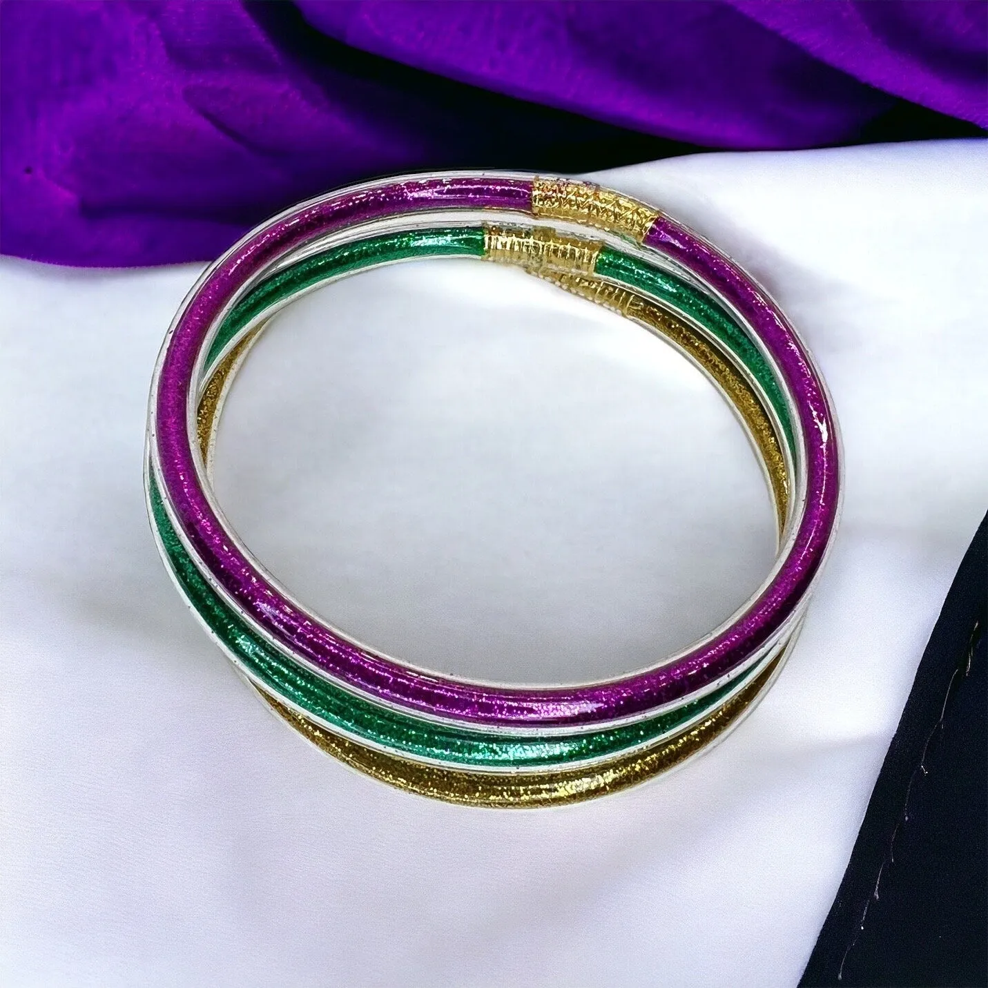 Mardi Gras Bracelets - Purple Green Gold, Bangle Bracelets, Mardi Gras Accessories, New Orleans, Friendship Bracelet, Mardi Gras Bracelet