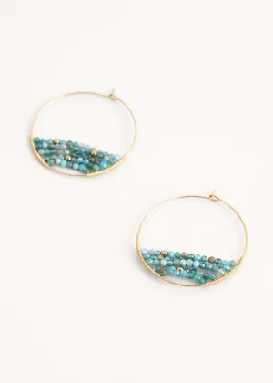 MARLENE BEADED HOOP EARRINGS - TEAL