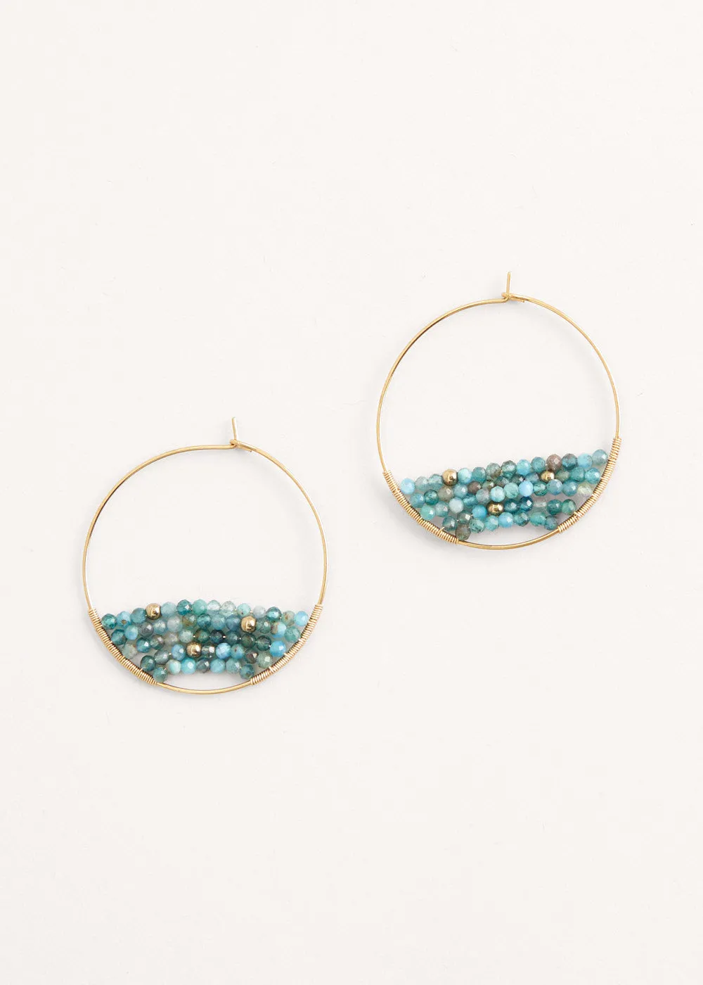 MARLENE BEADED HOOP EARRINGS - TEAL