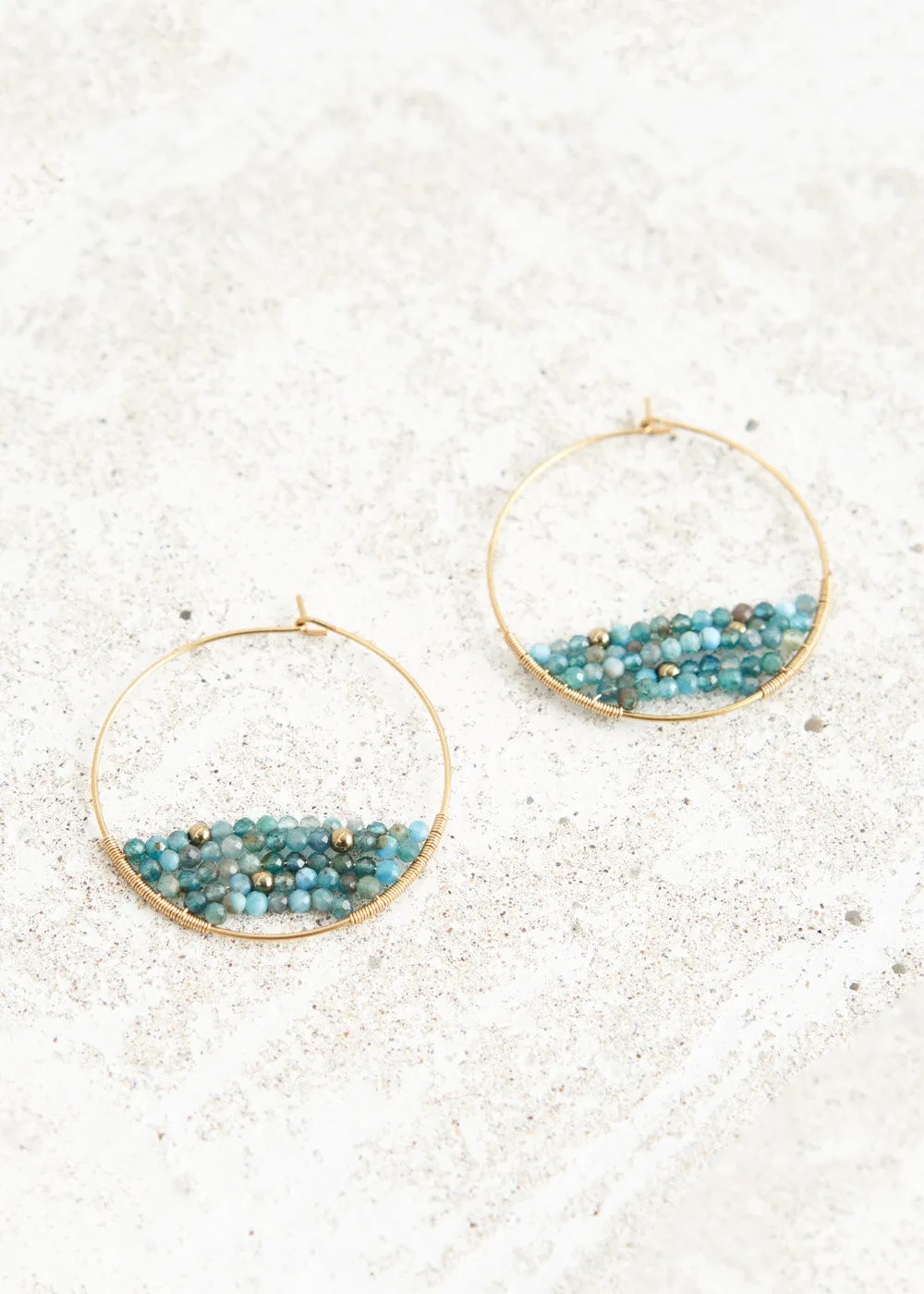 MARLENE BEADED HOOP EARRINGS - TEAL