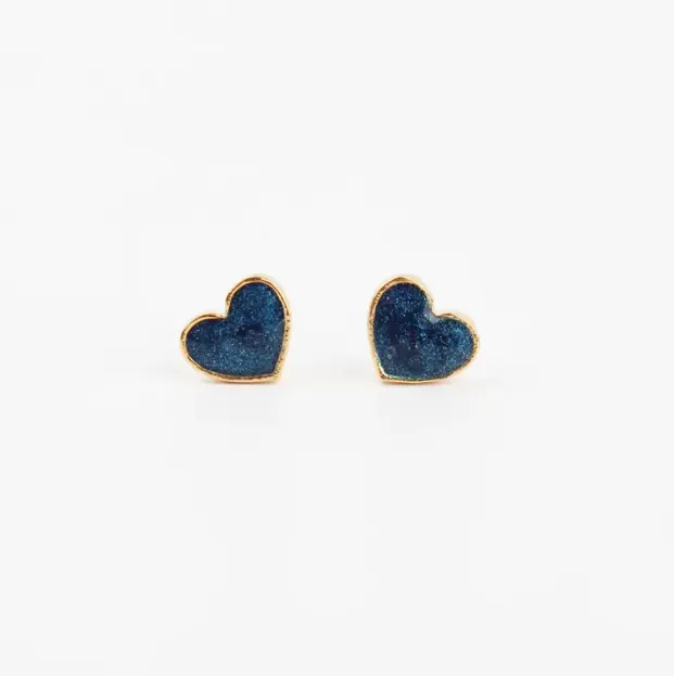 Mini Enamel Heart Stud Earrings