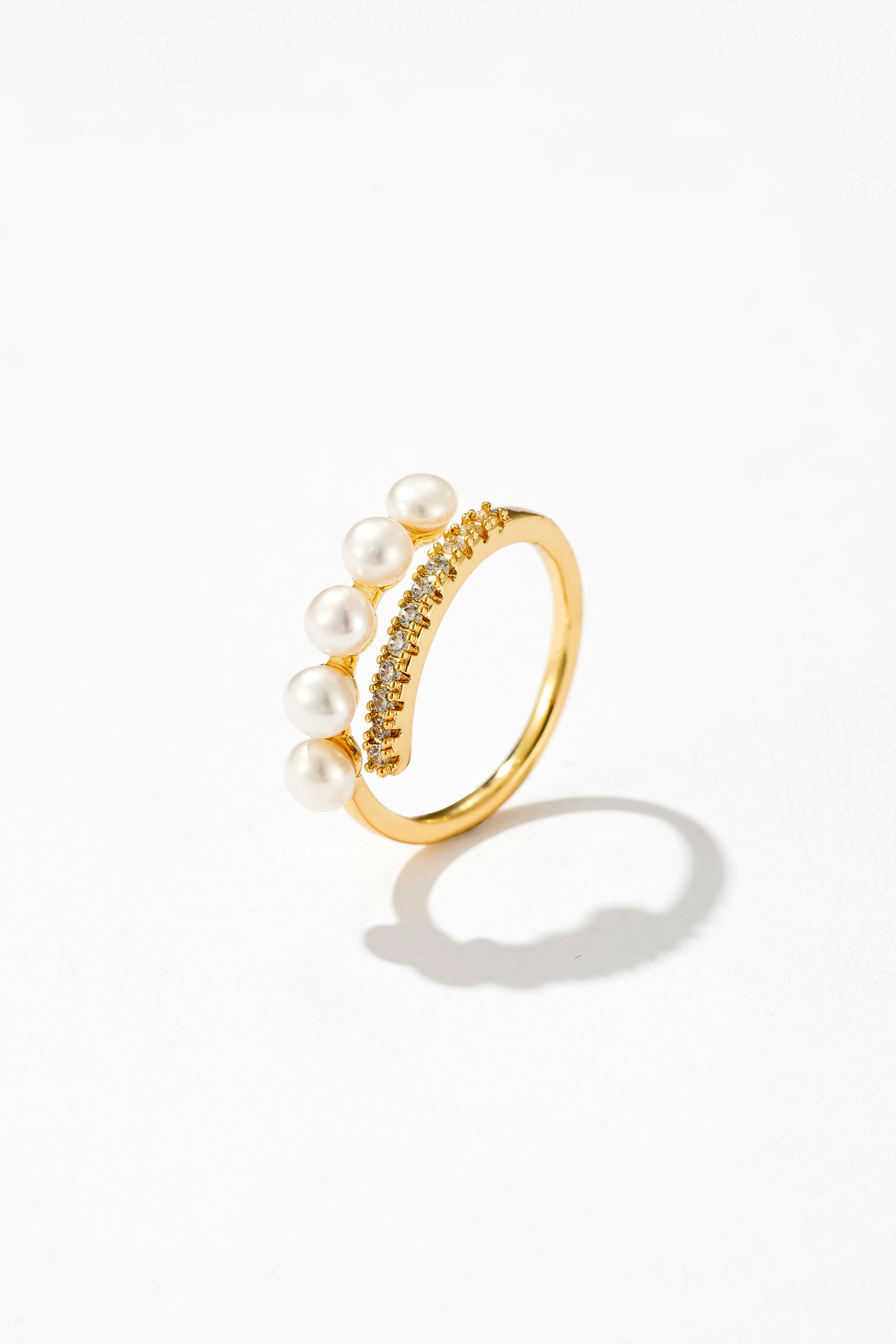 Moonlit Pearl Line Ring