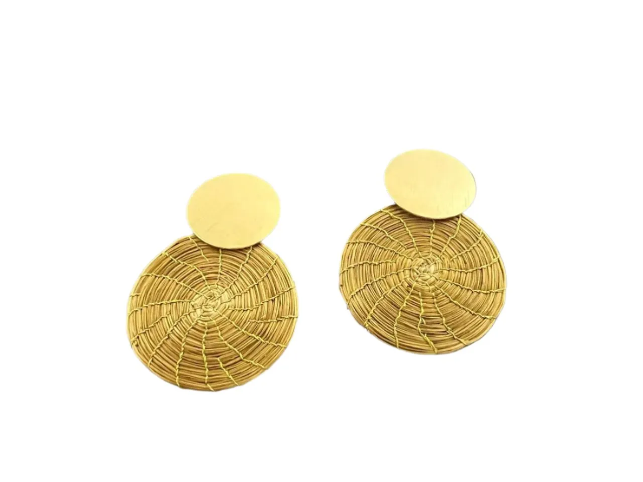 NEW - Golden Grass Large Mandala Earrings