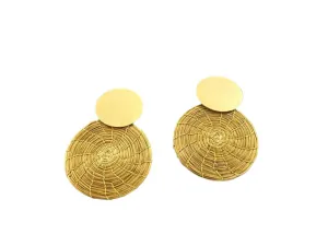 NEW - Golden Grass Large Mandala Earrings