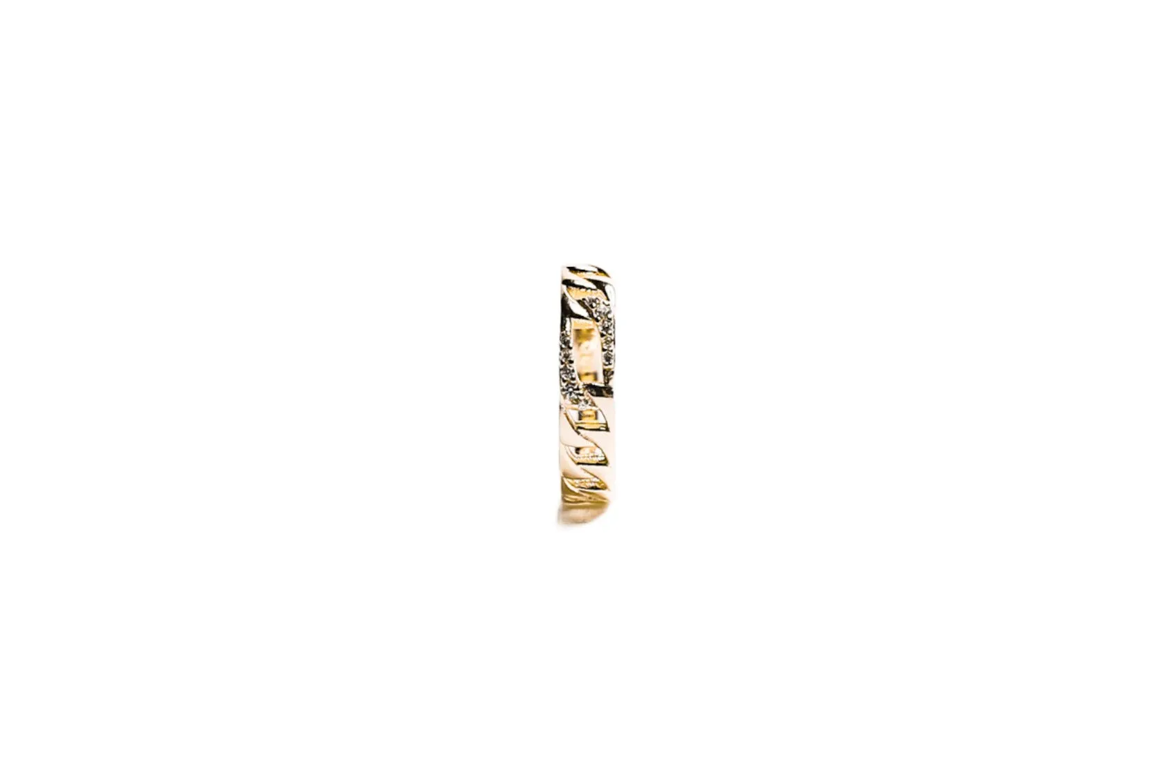 Pave Paperclip Vermeil Ring