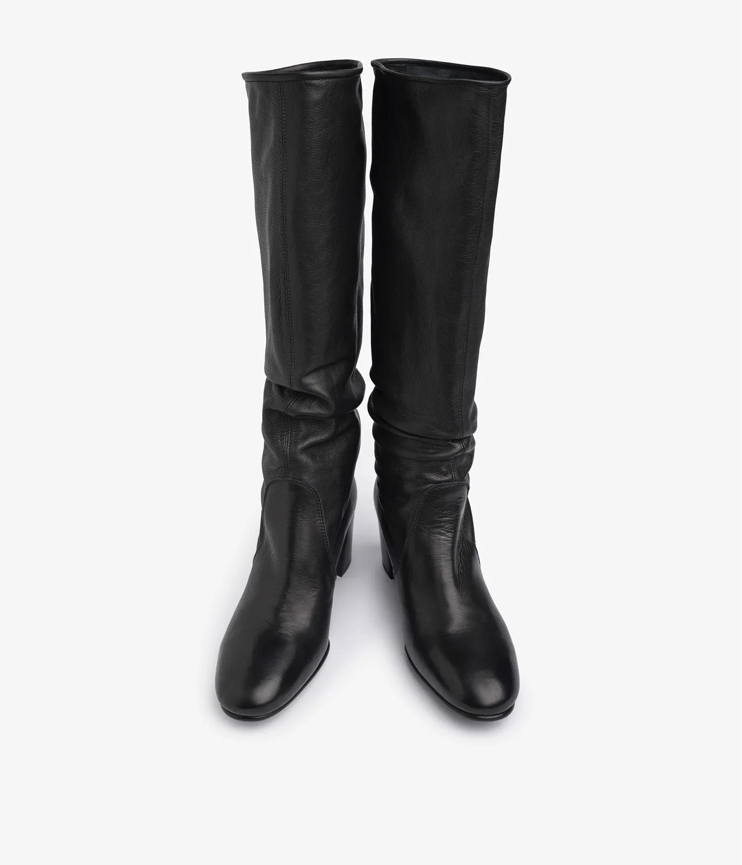 Pedro Garcia - Xantia Tall Midi Slouch Leather Boots in Black