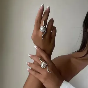 Personalized Gothic Snake Pearl Ring