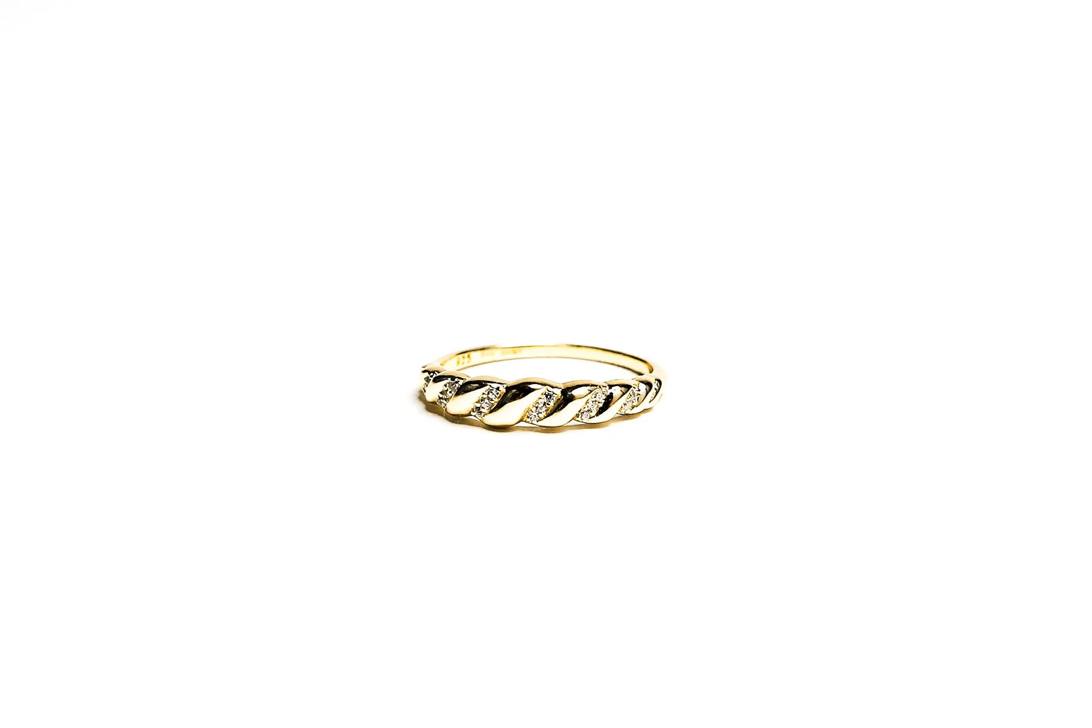 Petite Pave Croissant Vermeil Ring