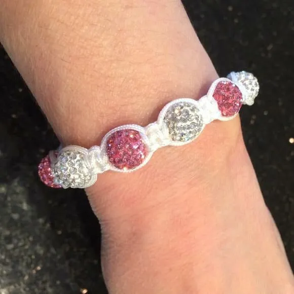 Pink & White Shamballa Bracelet